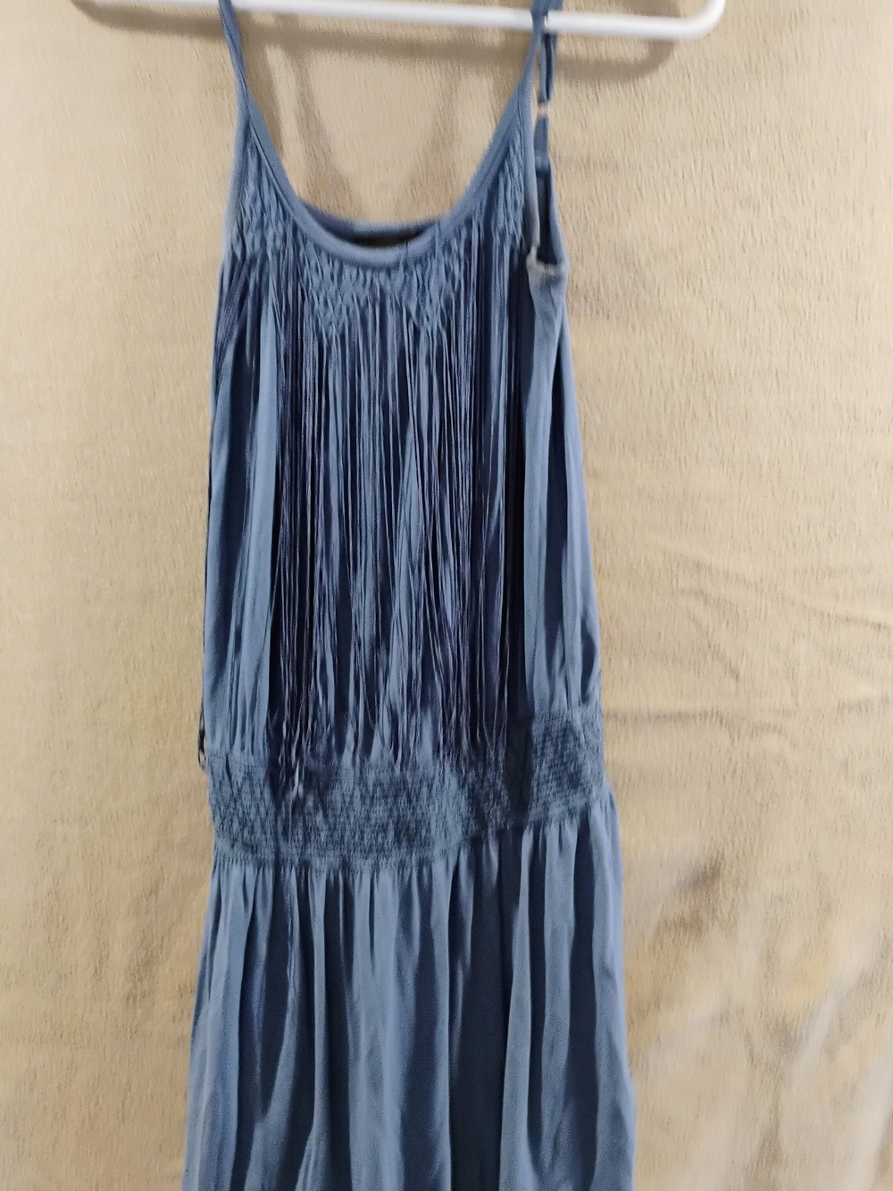 2/$15 Fringed Blue Midi Sundress with Smocked Waist
